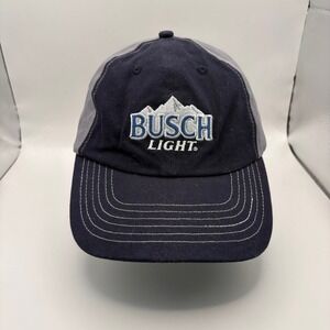 Busch Light Beer Hat Dark Navy Grey Two Tone Snapback Baseball Cap Mountain Logo